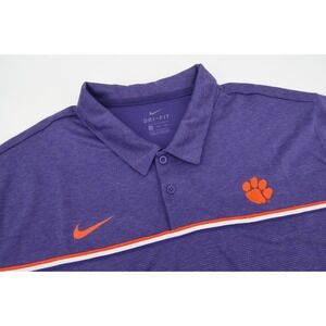 Nike Clemson Tigers Shirt Mens XXL Purple Golf Polo Dri Fit Short Sleeve 2XL